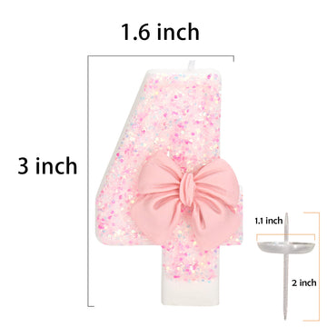 ElekFX 40th Birthday Candles for Cake, Pink Bow Number Cake Candles, 2.76 inch Number Happy Birthday Candle, Cake Topper Decorat