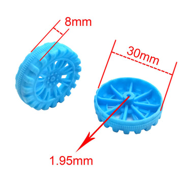 Eudax 300 Pcs 30Mmx8Mm Plastic Roll 2Mm Dia Shaft Toys Wheel And 2Mmx100Mm Stem Shaft Round Rod Axles For Diy Toy Rc Car Truck Boat Helicopter Model Part Building Projects (Blue)