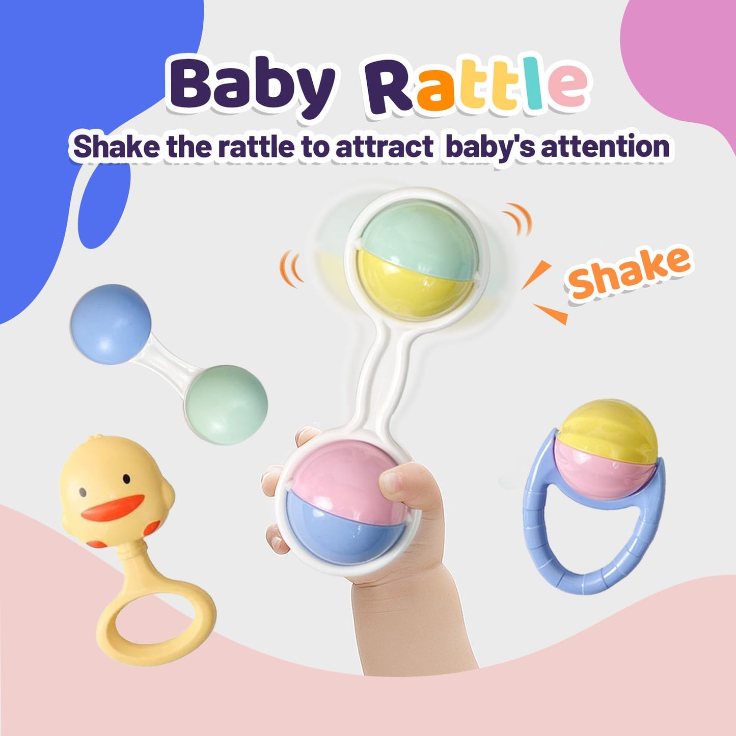 Cuterabit 13Pcs Baby Rattles 0-6 Months, Baby Teething Toys With Storage Case, Infant Toys 0-3-6-12 Months, Baby Girl Toys, Best Newborn Christmas Gift For Babies Infants Boy Girl