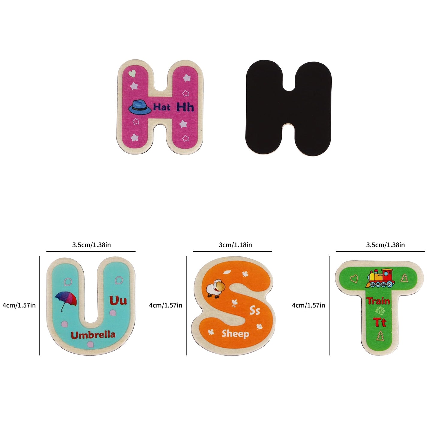 Toys of Wood Oxford Wooden Magnetic Letters and Numbers - Fridge Magnets for Kids- Alphabet Letter and Number Magnets for Children- ABC and Spelling Learning Toy