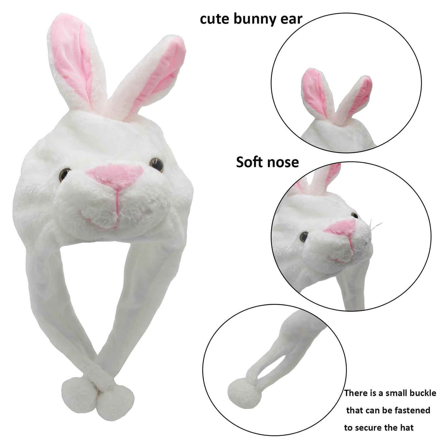 GADMEXILY Plush Bunny Animal Hat for Halloween Christmas, Cozy Funny Rabbit Hats Novelty Party Cap for Kids Girls Boys - One Siz