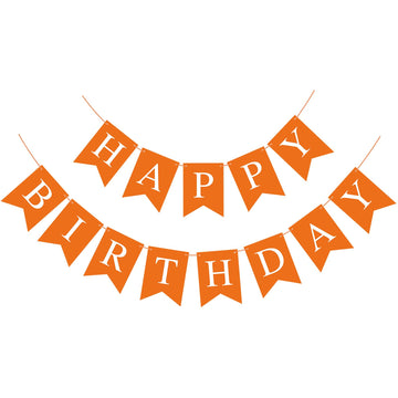 Orange Happy Birthday Banner Birthday Sign For Backdrop Happy Birthday Decorations For Kids Women Orange Birthday Tea Party Room Decor Bunting Banner Garland Birthday Party Supplies