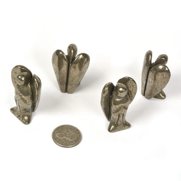 Justinstones Carved Pyrite Gemstone Peace Angel Pocket Guardian Angel Healing Statue 2 Inch