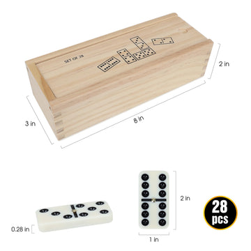 GOTHINK Dominos Set for mature-themeds with Leather Box - Tile Dot Dominoes Games Set for Family Night Travel Game - Classic Party Board Game Ideal (Double 6 Dominoes with Wooden Box)