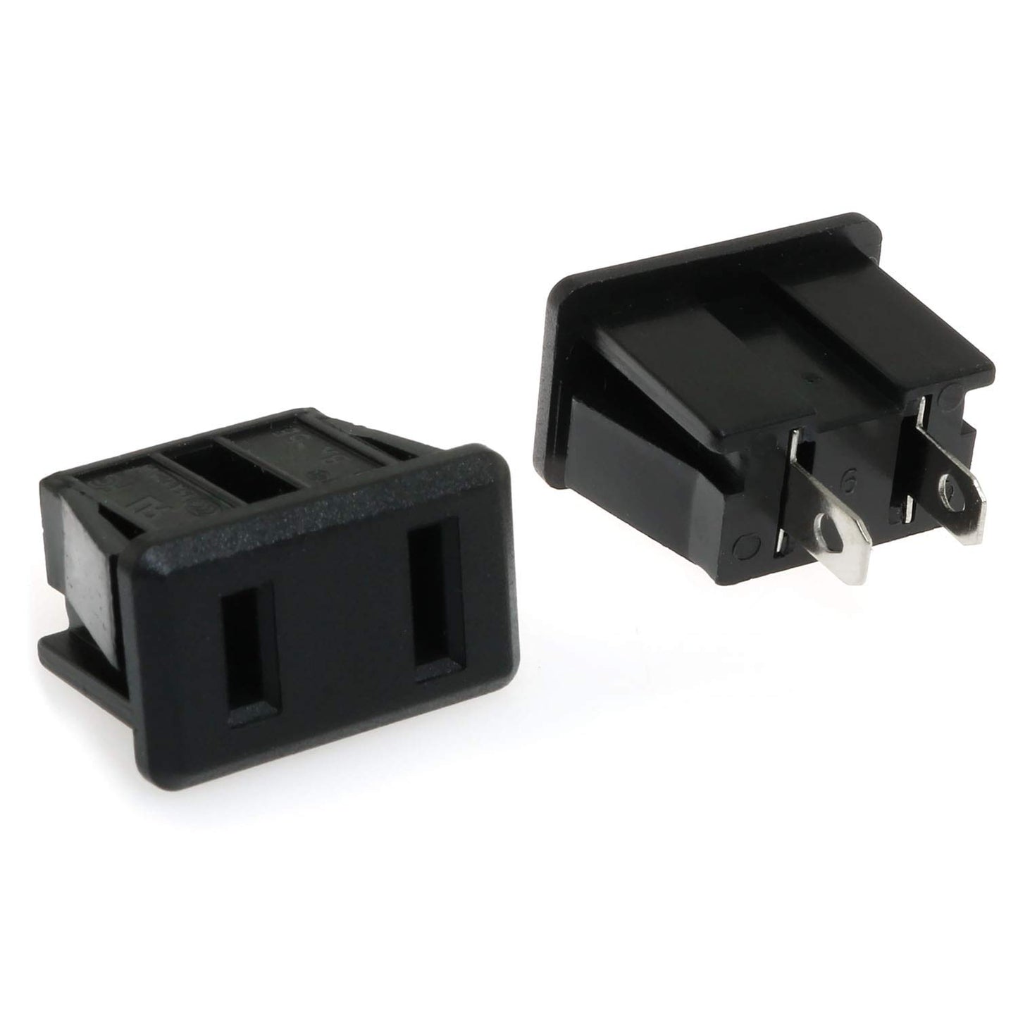 E-Outstanding Us Socket 5Pcs 2 Pins 15A/125V Ac Panel Mount Power Outlet Industrial Plug Power Receptacle Black