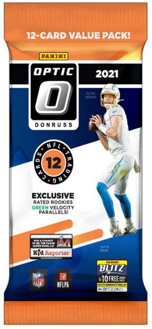 Panini NFL Donruss Optic Football Cello Fat Pack - 12 Trading Cards, Cardstock Material, 2021 Edition