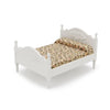 Miniature Furniture Dollhouse Wooden Fabric Bed With Mattress & Pillow 1 12 Scale Furniture Dollhouse Decoration Accessories (Wh