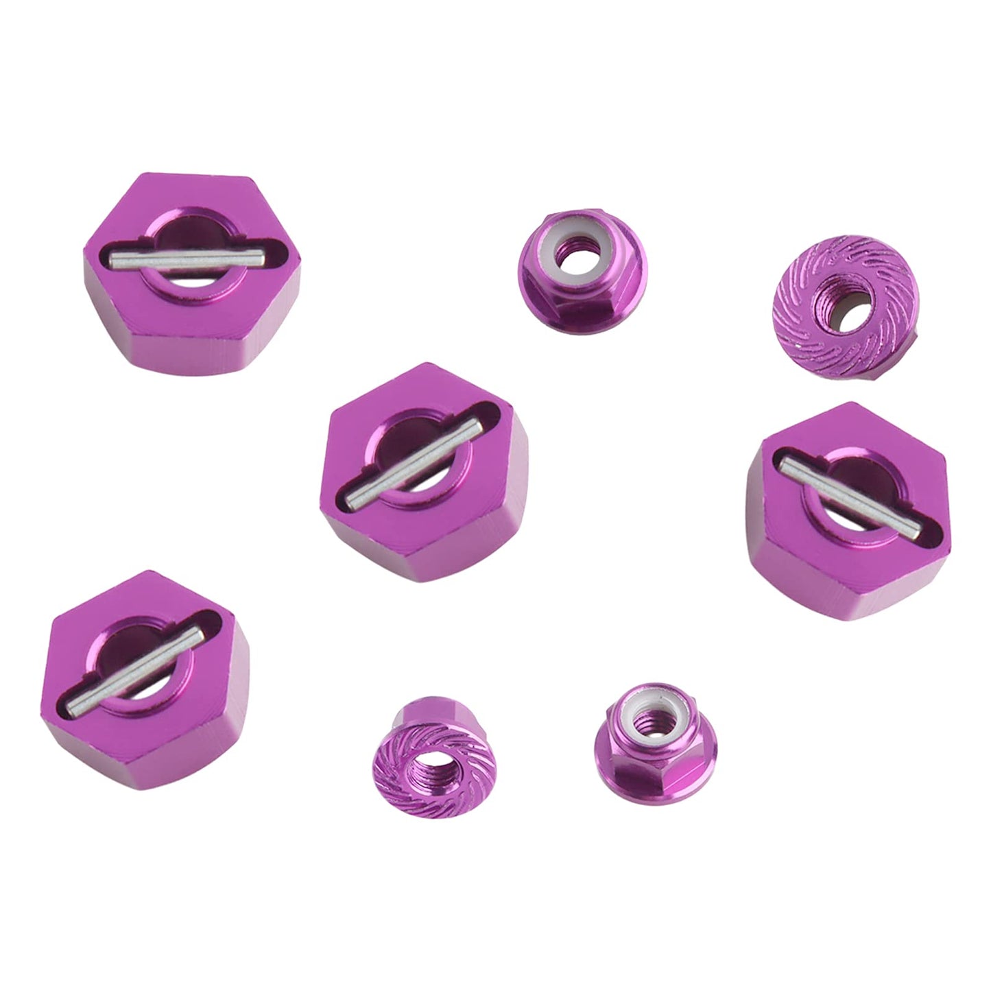 GDOOL 12mm Wheel Hex Hubs Drive Adapter 5mm Thick & Flange M4 Lock Nuts Aluminum for Redcat Axial HSP WLtoys Himoto RC Truck Mod