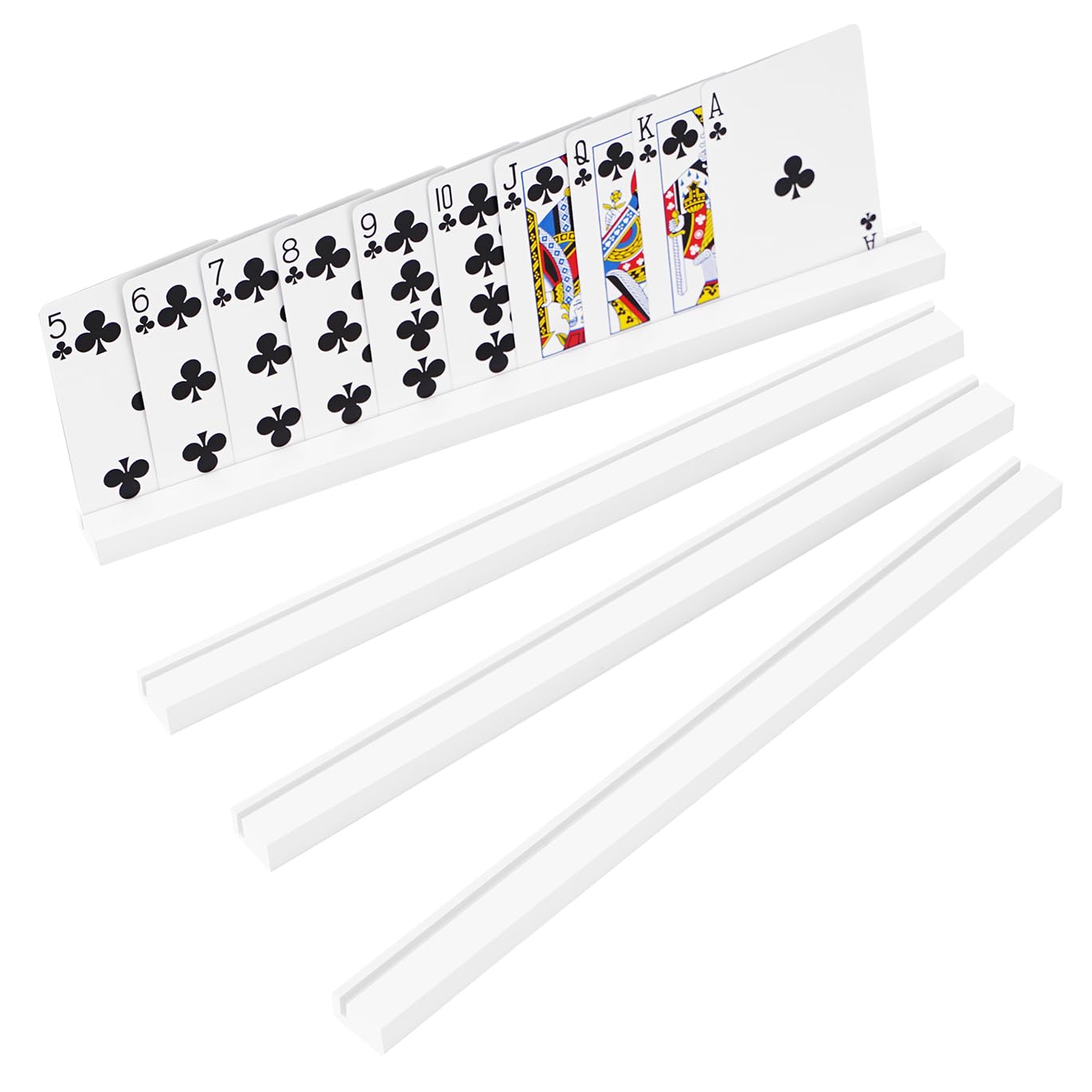 Playing Card Holders 13.4 Inches White Acrylic Solid Card Holder for Playing Card Games (4 pcs., White)
