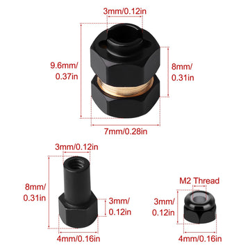 4pcs Brass Extended 7mm Hex Wheel Hubs Extension Adaptor Combiner Coupler for Axial SCX24 Upgrades 1/24 RC Crawler Car Replaceme