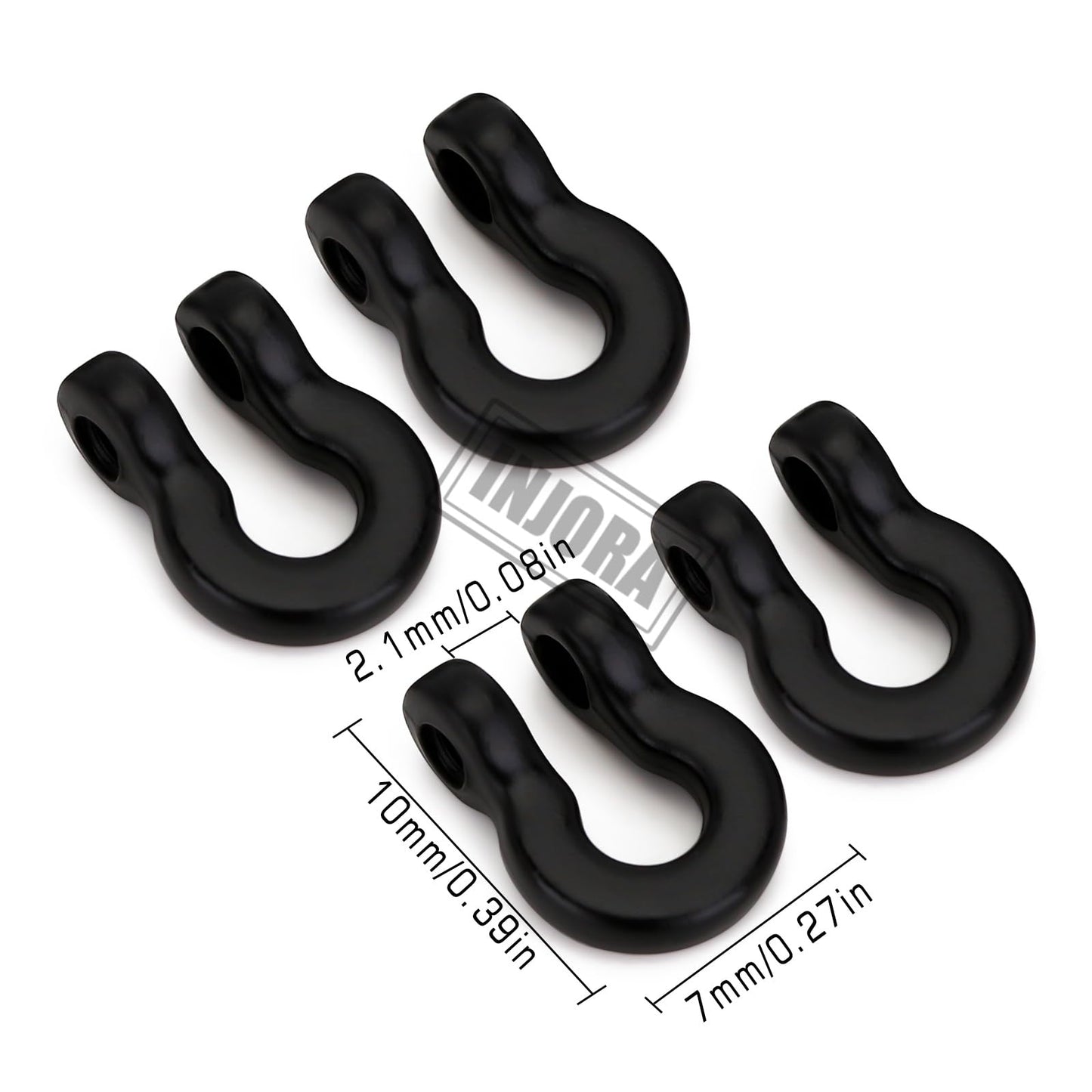 INJORA Metal Bumper D-Ring Tow Hook 4Pcs Mini Tow Hook for 1/24 RC Crawler Car Axial SCX24 Upgrade Parts, 7X10mm