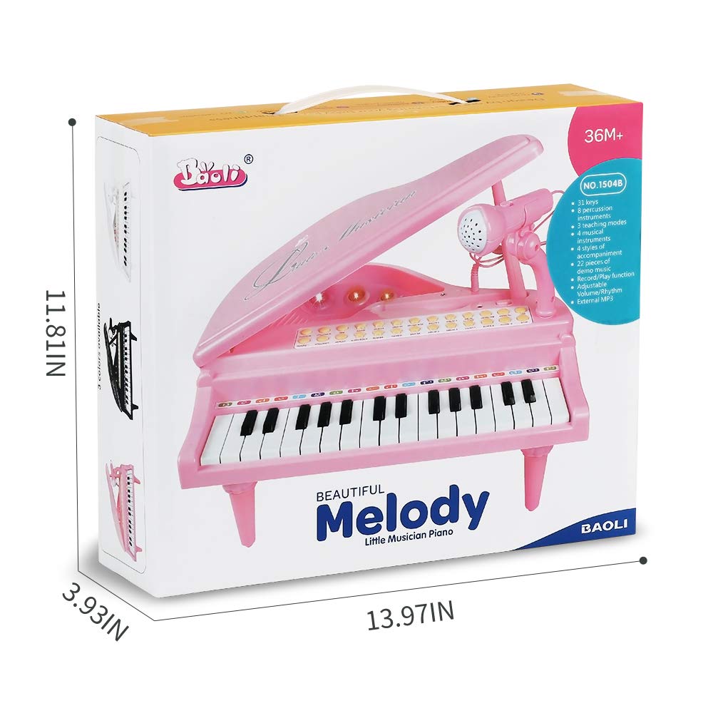 31 Keys,Kids Grand Piano Keyboard Toy for Beginners,3 4 5 6 Years Old Toddler Girl Boy First Birthday Gift,Musical Instrument,w/
