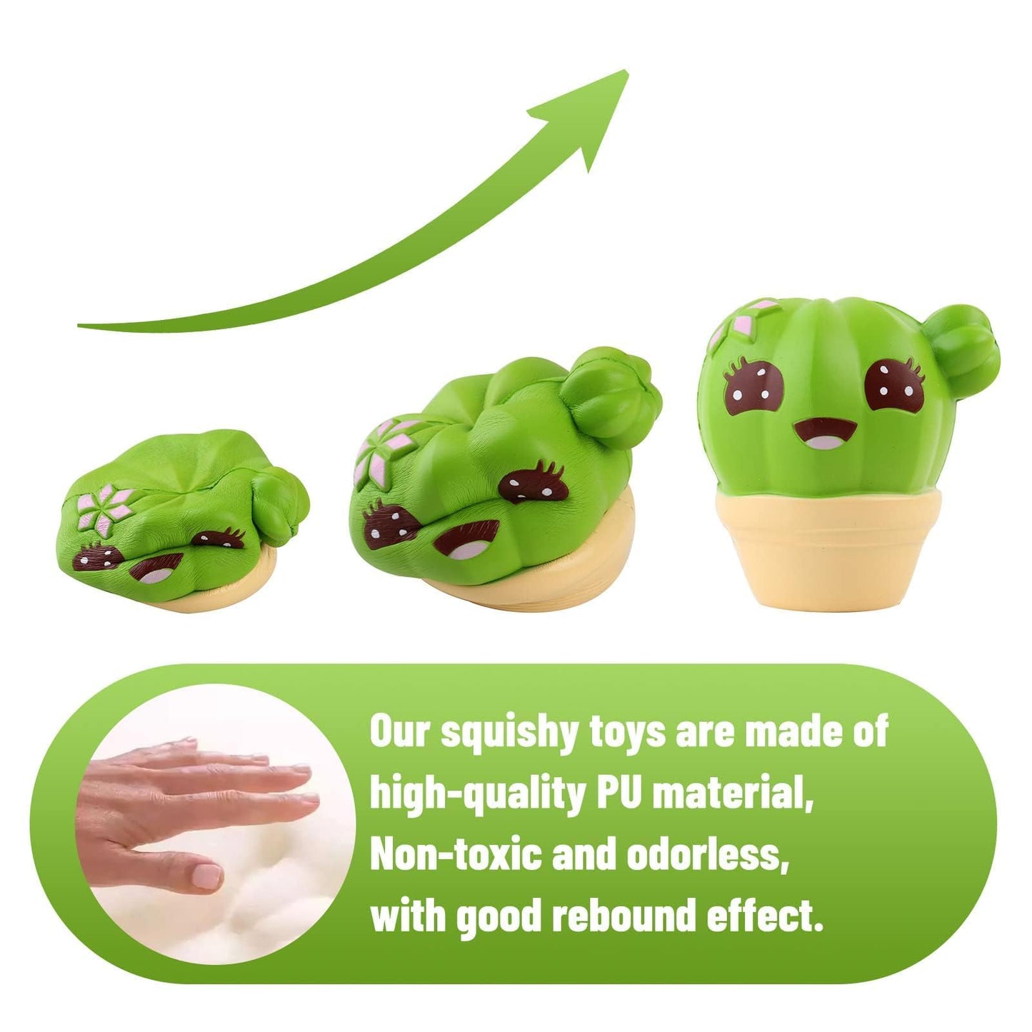 Anboor 4.1 Inches Squishies Cactus Scented Jumbo Slow Rising Kawaii Squishie Stress Relief Toy For Collection Random Delivery