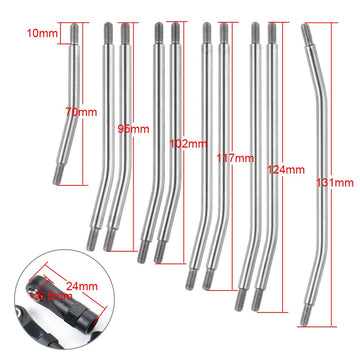QUE-T 10pcs Stainless Steel Steering Pull Rod Link Linkage for 1/10 RC SCX10 Crawler Car,324mm Wheelbase