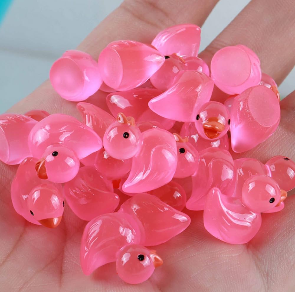100pcs Mini Resin Duck,15 mm Dollhouse D cor Glow in The Dark for Aquarium Decor Micro Fairy Garden Landscape Hide,Seek Party T