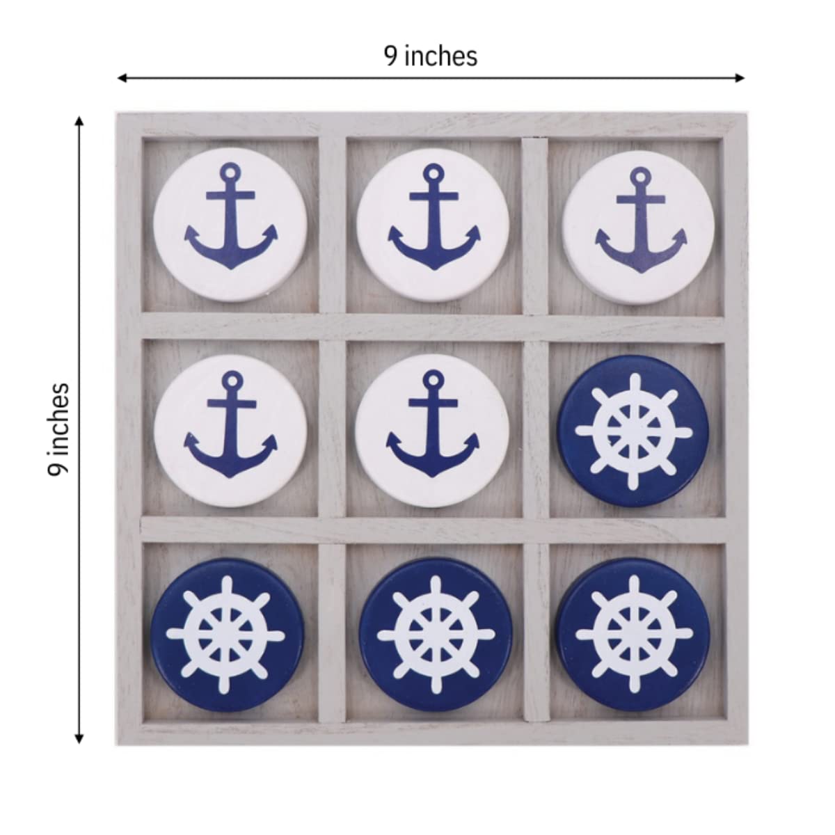 Dennis East Nautical Beach Decor Tic Tac Toe Wooden Game Set - Blue, Perfect for Families and Boat Lovers