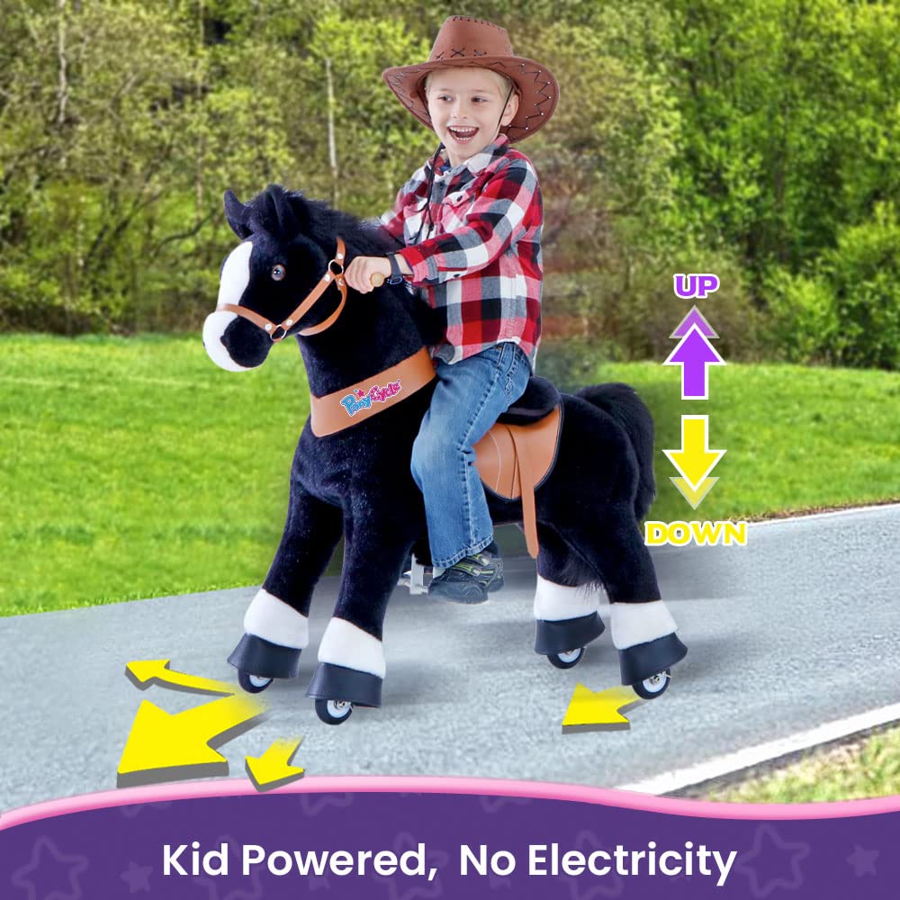 Ponycycle Kids Ride Horse Riding Horses For 3-5 Years Old Horse Ride On Toy With Brake(30' Height/Size 3 Classic Model U) Children Ride-On Pony With Wheels Plush Giddyup Boys & Girls Gifts Ux326