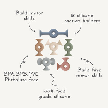 Mushie Silicone Suction Builder Toy | 18 Pcs For Kids 3 Years+ (Donut)