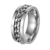 Udolfly Mens Fidget Rings Anxiety Rings For Men Womens Chain Spinner Rings For Adults Titanium Steel Ring Chain Silver Size 6