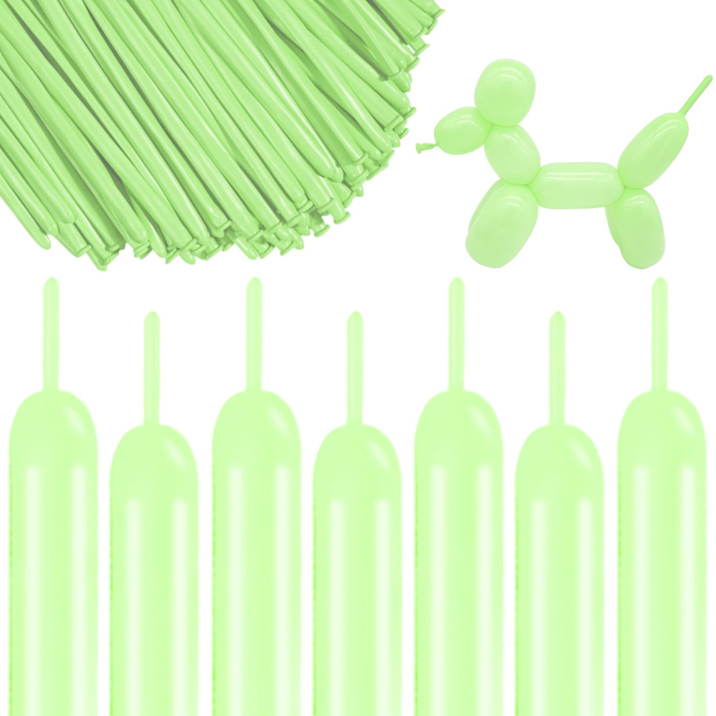 260 Long Balloons 100 Pack Pastel Green Twisting Animal Balloons Thickening Latex Modeling Long Magic Balloons For Animal Model