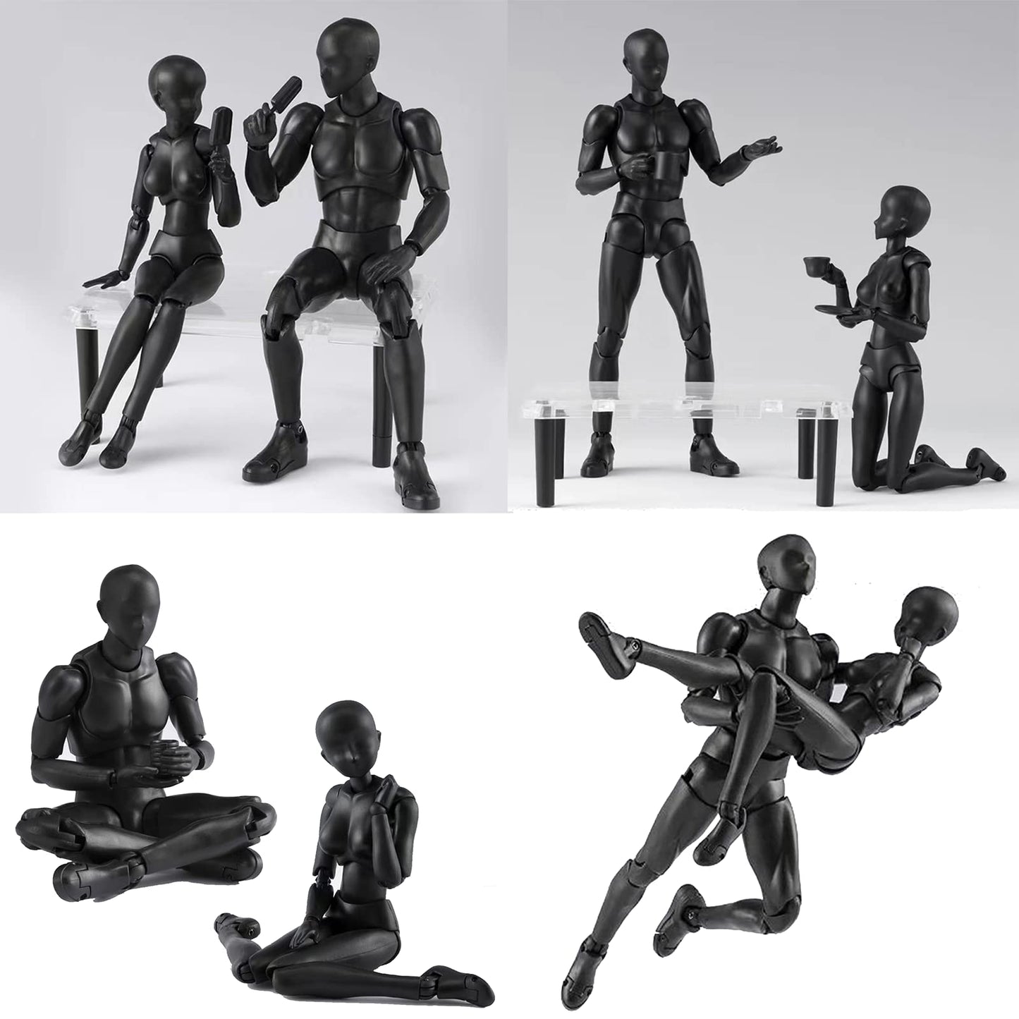 Gnallang Action Figures Pvc Model (Black Color) With Box Drawing Figure Models For Artists(Female+Male)