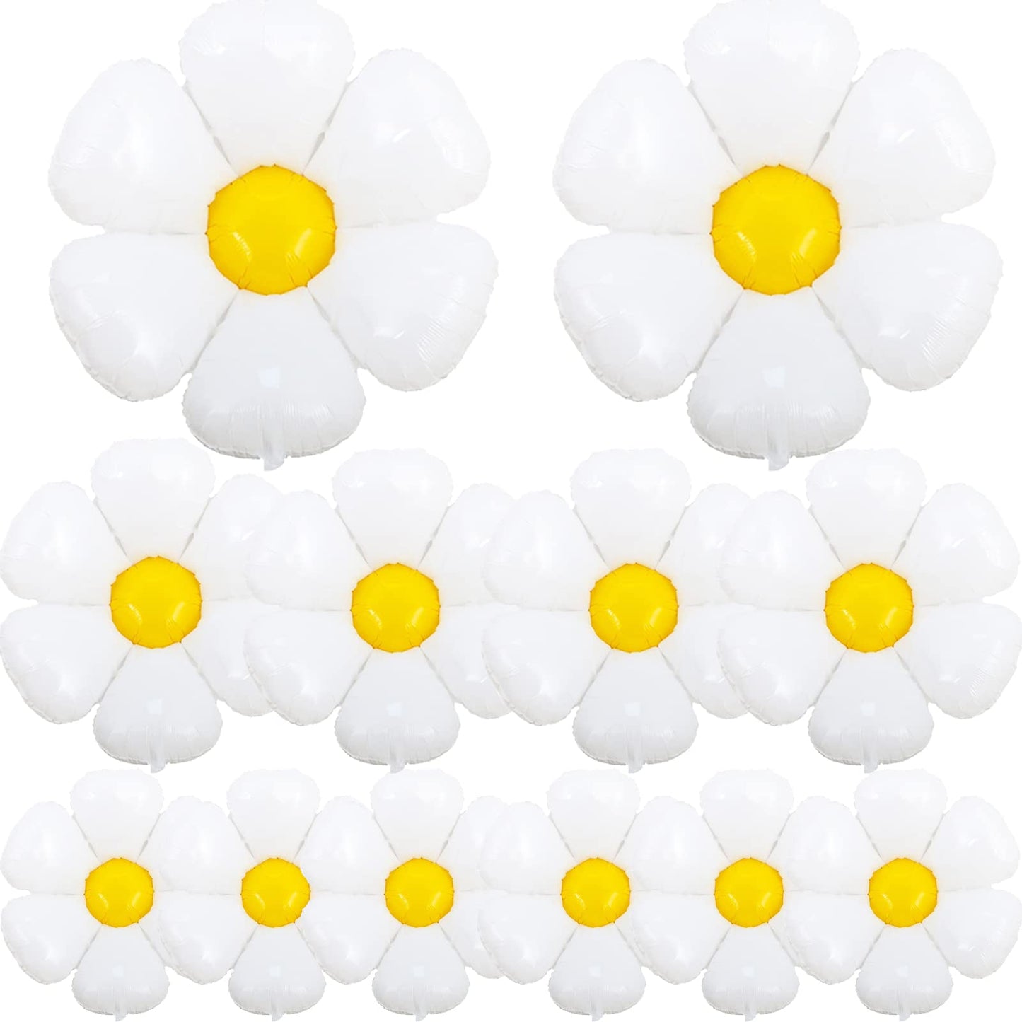 Daisy Balloons, 12 Pcs Groovy Boho White Flower Balloons Party Decorations For Birthday Wedding Party D Cor For 60S Hippie Them