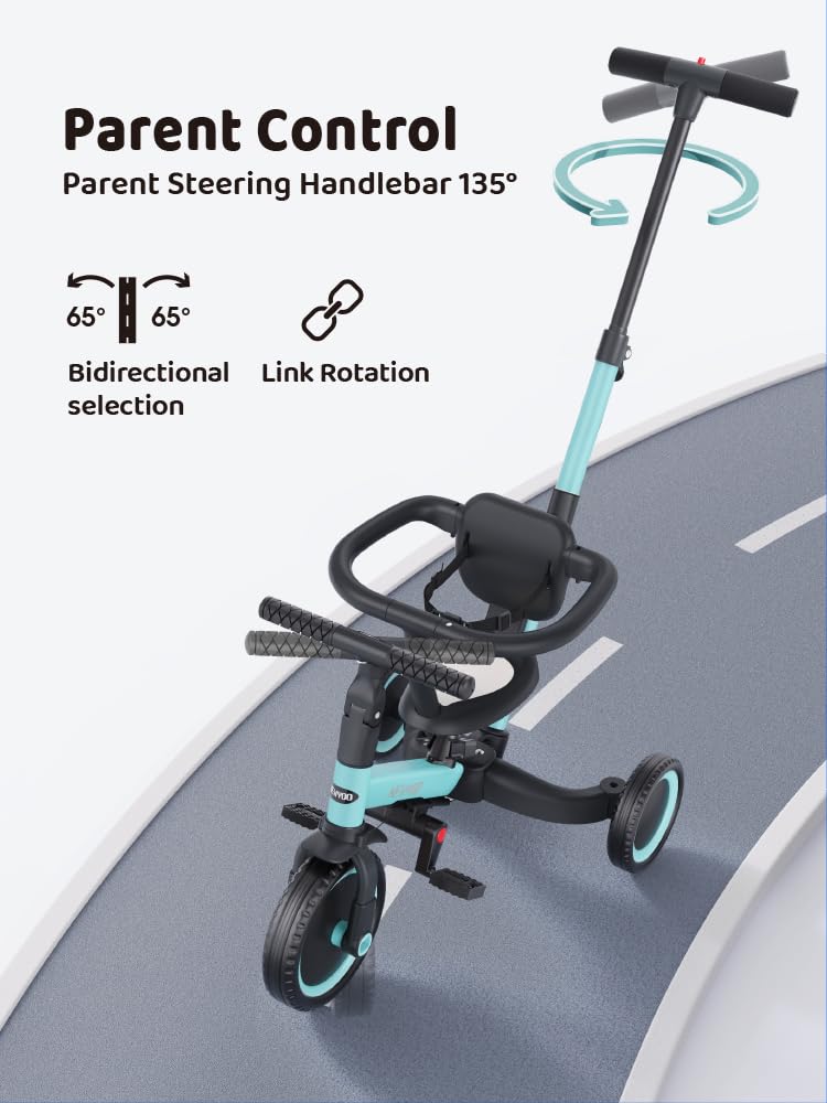 newyoo Tricycle for Toddlers 1-3, Christmas and Birthday Gift for Boy and Girl, Toddler Bike, 5 in 1 Kids Trike with Parent Pus