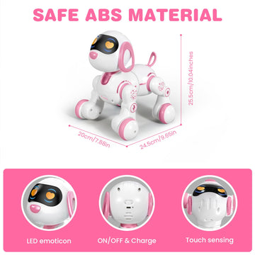 Fuuy Robot Dog Toy For Kids, Easy Programmable Remote Control Dog Robot With Head Touch Sensing & Music Function, Imitates Anima