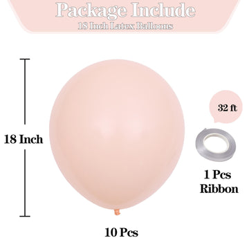 Kalor 18 Inch Pastel Orange Balloons, 10Pcs Thick Latex Round Helium Balloons For Birthday Family Party Wedding Party Baby Shower Decoration Supplies