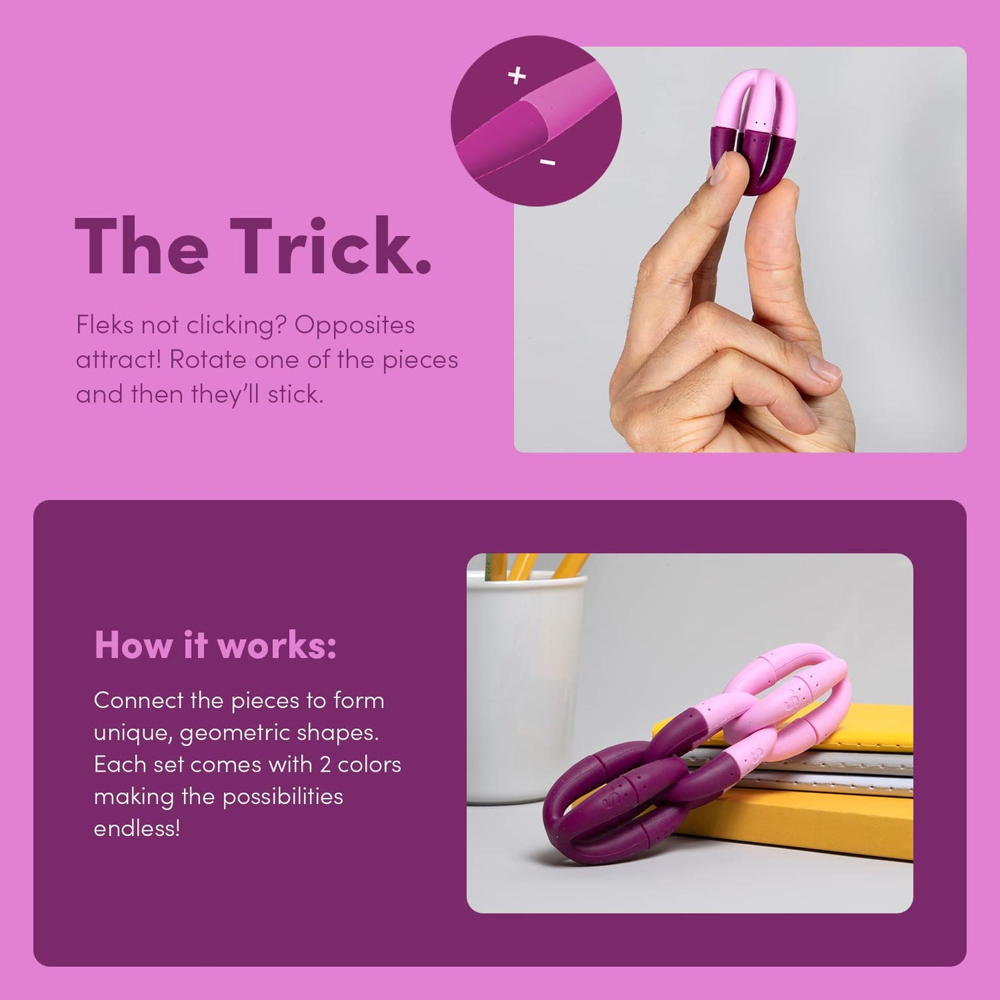 Speks Fleks Silicone - Fun Desk Toy For Adults & Teens 14+ | Sensory Gadget, Christmas Gift, Holiday Stocking Stuffer, Stress Relief Present, Office Desk Toy | 6-Piece Set, Mulberry