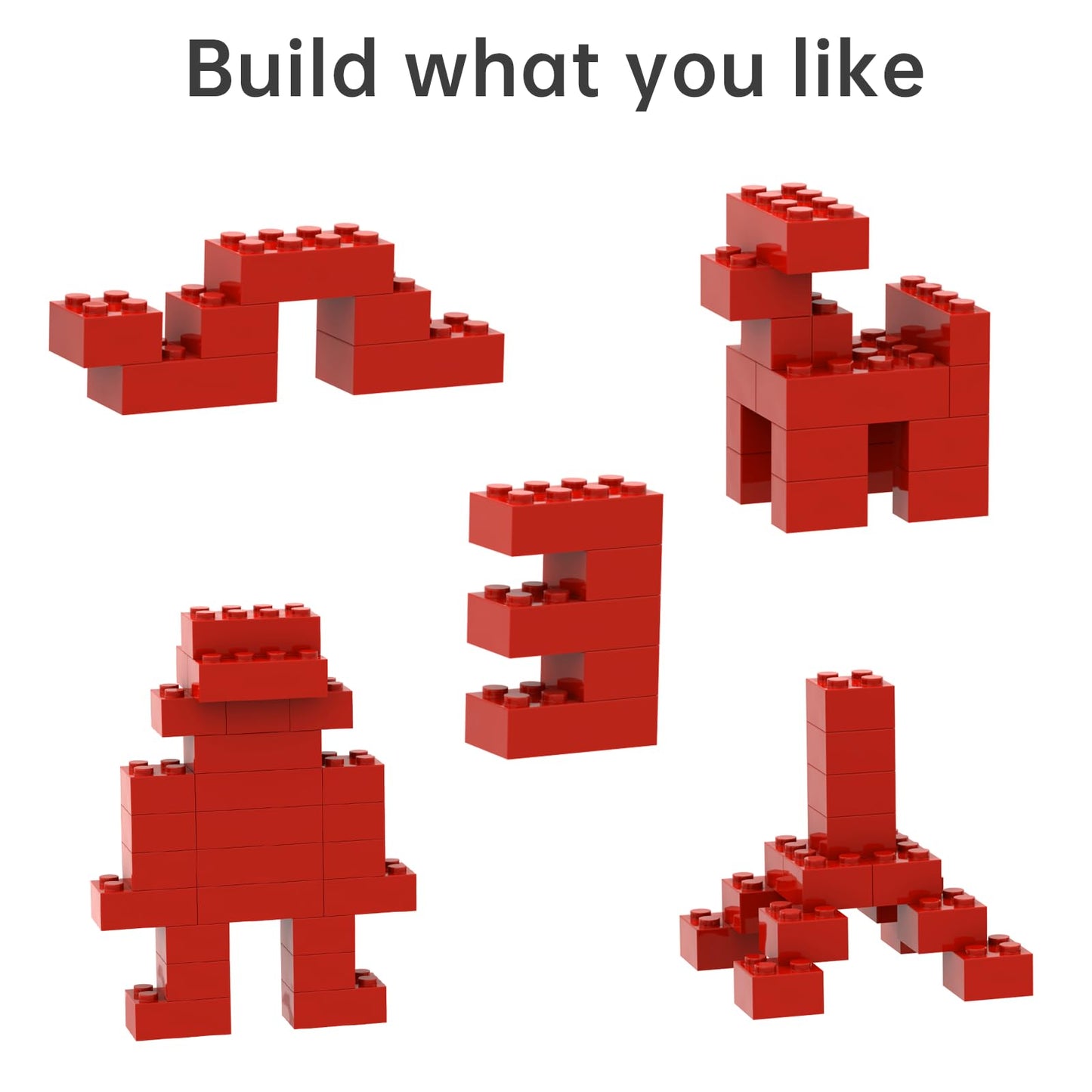 TTEHGB TOY Classic Bulk Brick Block 2x4, 300 Piece Building Brick Bright Red, Compatible with Parts and Pieces 3001, Creative Pl