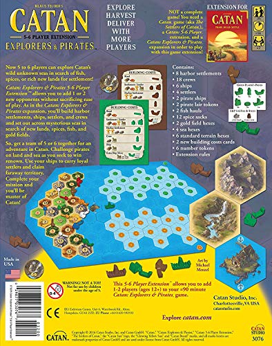 CATAN Explorers & Pirates Board Game 5-6 Player EXTENSION - Expand Your CATAN Game for More Players, Strategy Game for Kids & Ad