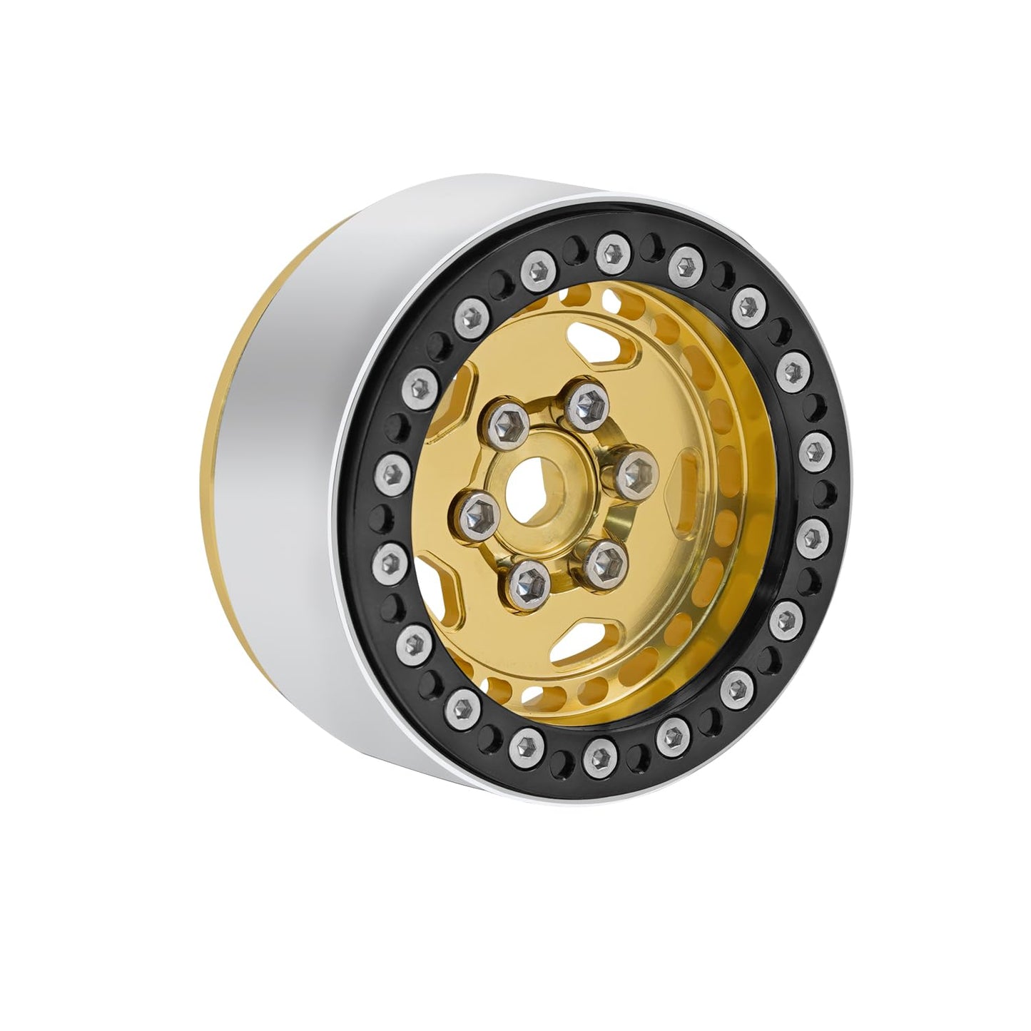 DJX CNC Machined 1.9 RC Crawler Beadlock Wheels (4pcs) for 1:10 RC Crawler Axial SCX10 iii TRX-4 Recat Gen8(Yellow)