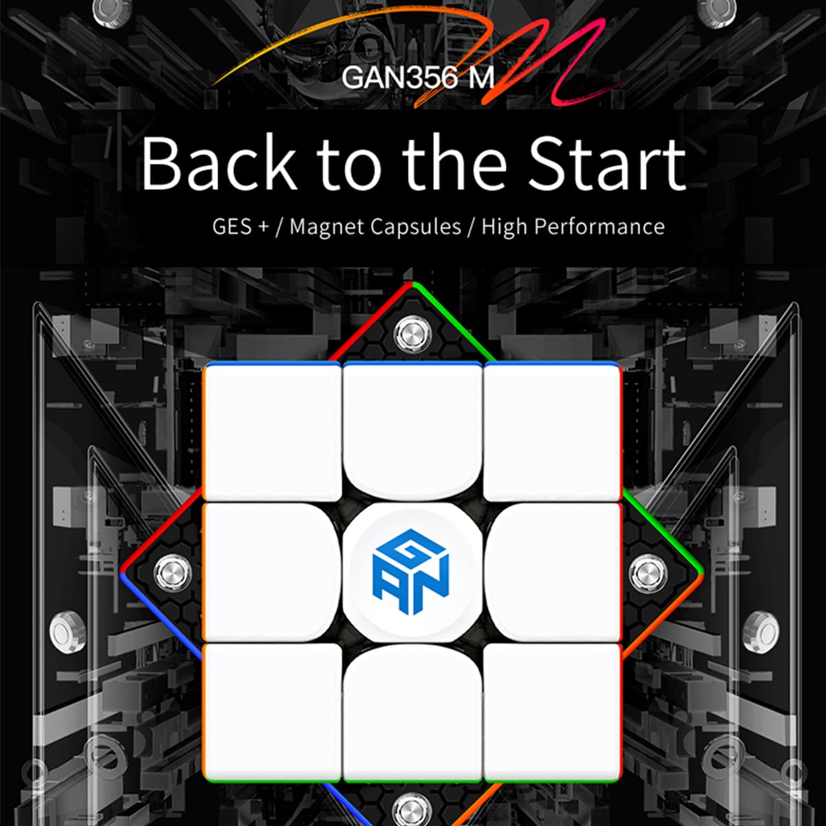 Hellocube Gan 356 M 3X3 Magic Speed Cube Stickerless 3X3X3 Magnetic Cube Gans 356M(Lite Ver 2020,No Extra Ges)