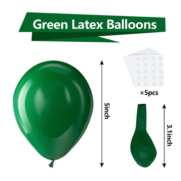 Bezente 5-inch Dark Green Latex Balloons - 150 Pack Rubber Helium Balloons for Party Decorations, Birthday, Baby Shower, St. Patrick's Day