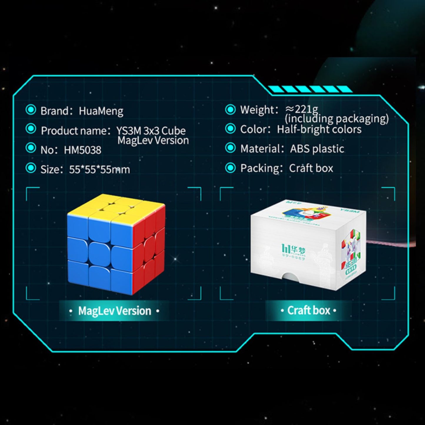Cubelelo MoYu HuaMeng YS3 M MagLev 3x3 (Magnetic) Stickerless Speedcube for Kids & Adults | Features Double Adjustable System wi