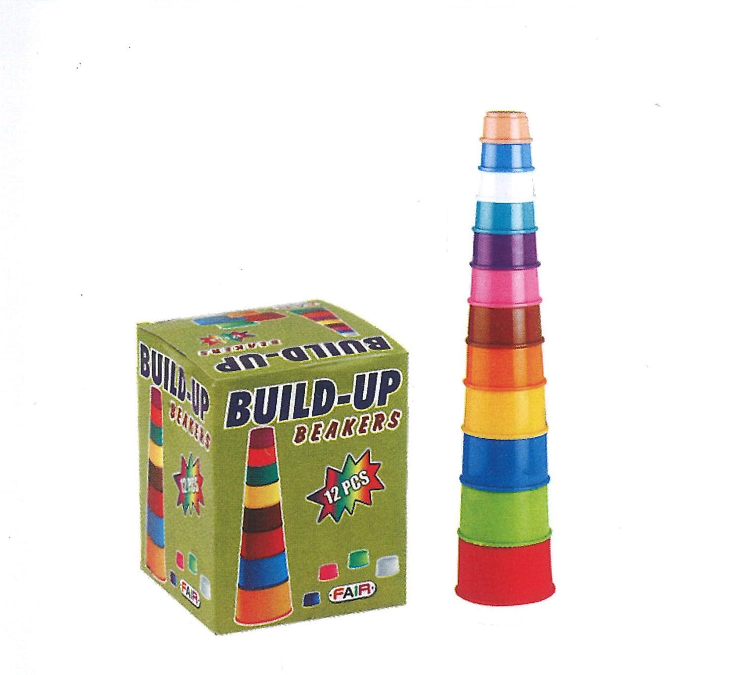 BuildUp Beakers 12Piece Rainbow Stacking Toy For Toddlers | Nesting And Stacking Cups Set For Fine Motor Skills & Color Recogn
