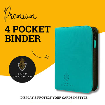 Card Guardian - 4 Pocket enhanced Binder for 160 Cards (Teal) | Zipper Closure and Side Loaded Pockets | Compatible with Trading & Sports Cards including Magic the Gathering Yugioh Baseball Cards
