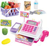 Sotodik Cash Register Pretend Play Supermarket Shop Toys with Calculator ,Working Scanner,Credit Card ,Play Food ,Money and More