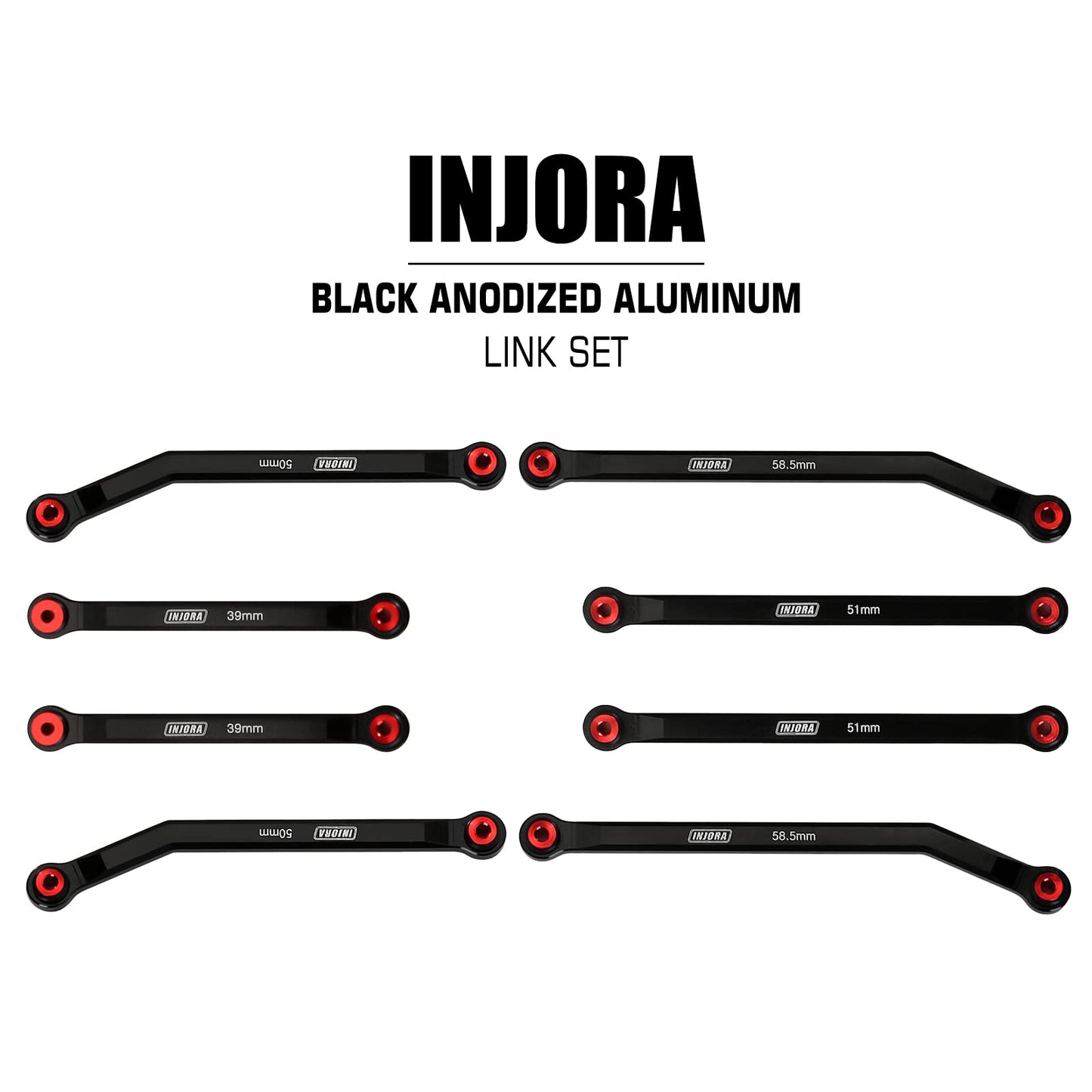 INJORA High Clearance Front 4 Links Set for SCX24 JLU AXI00002 C10 AXI00001 Bronco Axial 1/24 RC Crawler Car, 8PCS(Black)