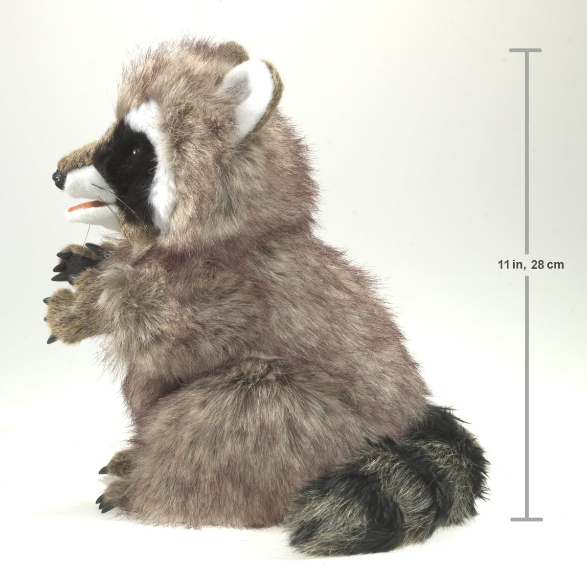 Folkmanis Raccoon Hand Puppet Plush - Light Brown/Dark Brown/White, 1 Count, Model 3075 - Soft Plush Material for Creative Play