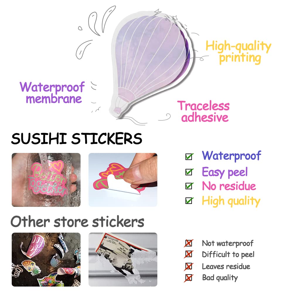 Susihi 210Pcs Cute Colorful Stickers For Water Bottle Laptop For Teen Girls Kids Hydroflask Stickers Waterproof Vinyl Colorful S