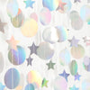 Iridescent Disco-Holographic Birthday Party-Decorations Garland - 52Ft Star Neon Wedding Hanging Paper Streamers Banner,Christma