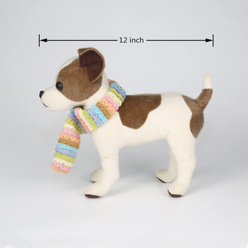 CU-MATE 12" Jack Russell Terrier Plush Stuffed Animal - White & Brown Puppy Dog Gift