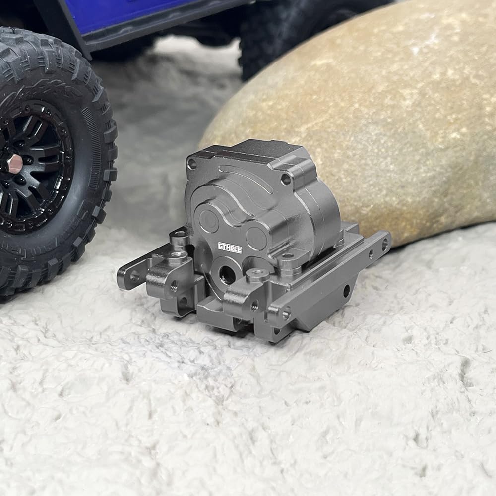 GTHELE Skid Plate&Gearbox Housing Transmission Case Aluminum for Traxxas 1/18 TRX4M Upgrade Parts RC Crawler Car (Titanium)
