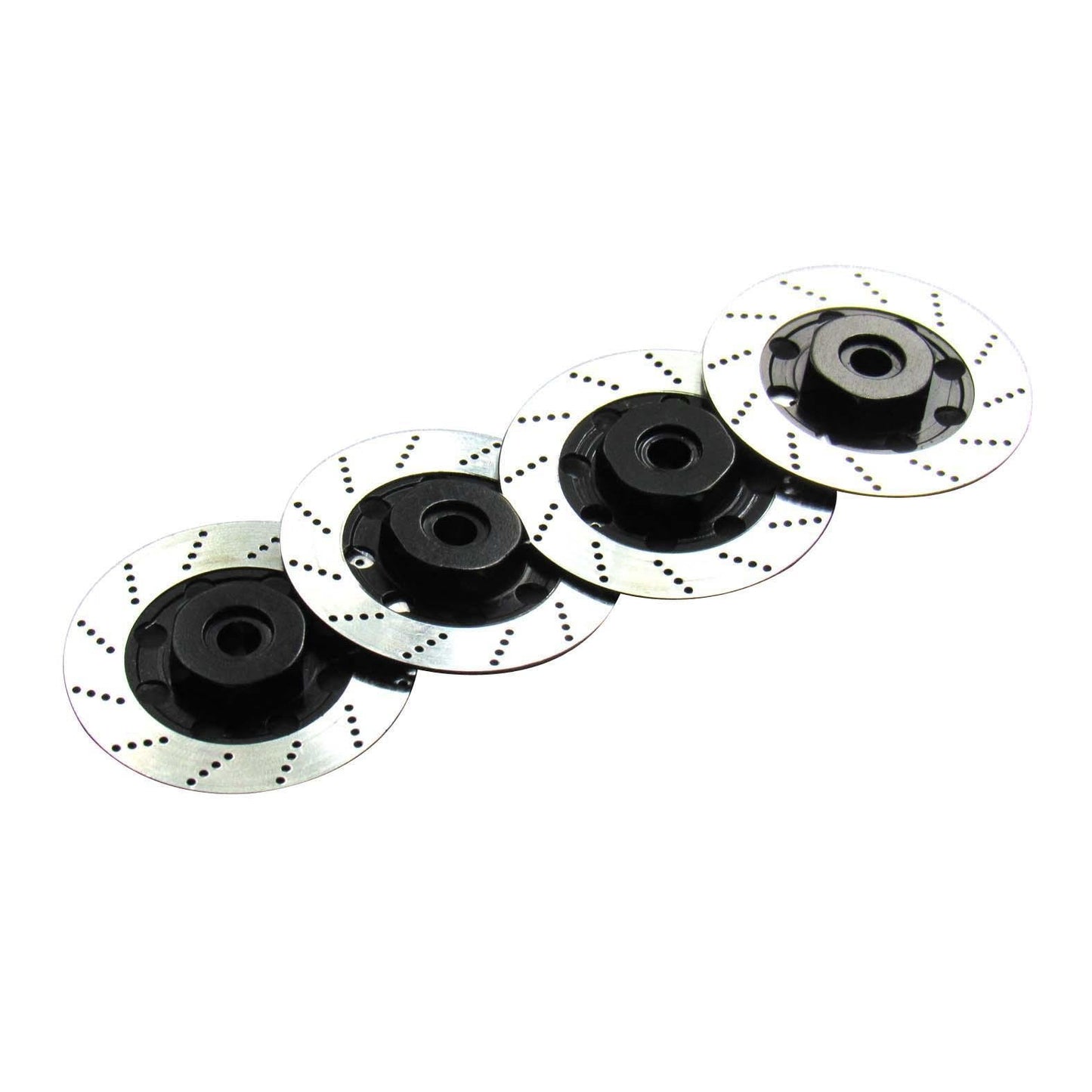 Hobbypower Aluminum 12mm Hex Hub Wheel Tires Brake Disc for 1/10 On-Road Car XI D3 D4 (Pack of 4,Black & Sliver)