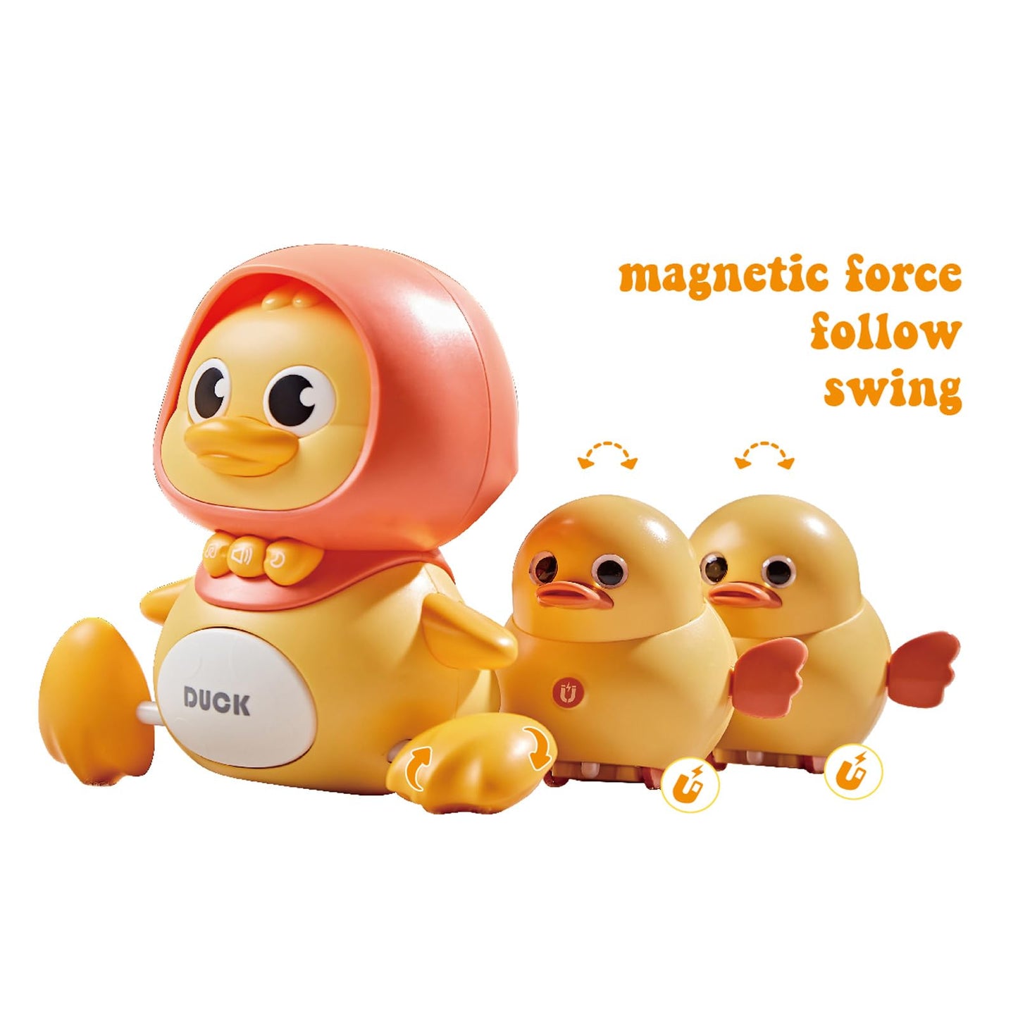 Yongshuo Baby Musical Duck Family Toys, Early Education Kids Toys For Boys Girls Swing/Walking/Lights/Dancing Infant Tummy Time Crawlingtoys Christmas Birthday Gifts (With 2 Pcs Baby Duck)
