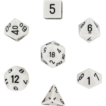 Chessex Polyhedral 7-Die Opaque Dice Set - White with Black