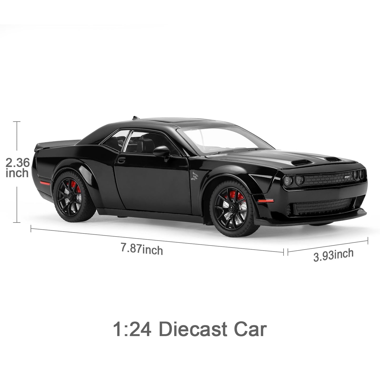 SASBSC Hellcat Toy Cars for Boys Age 3-12 1:24 Dodge Challenger SRT Demon Car Toys Diecast Metal Car Model with Light & Sound Co