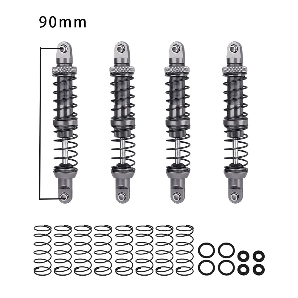 Pothyes RC Threaded Shock Absorber Oil Adjustable Damper Set with Springs for 1/10 RCTruck Crawler Axial SCX10 I II III Capra TR